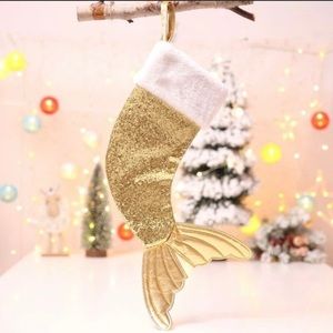 Shimmering Gold Mermaid Tail Christmas Stocking